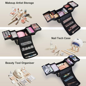 Yueieoun travel makeup case with 4 tiers keeps small items neatly arranged for easy access