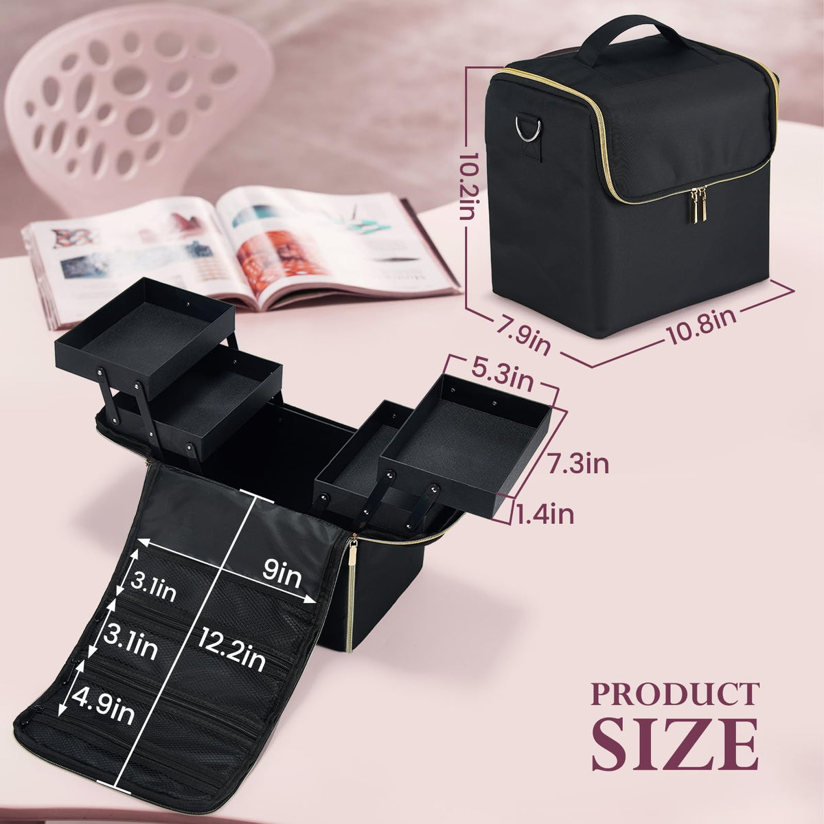 Yueieoun case features a two-way zipper for secure organization on the move