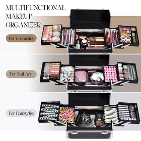 Yueieoun makeup cart on wheels with adjustable compartments for versatile setups