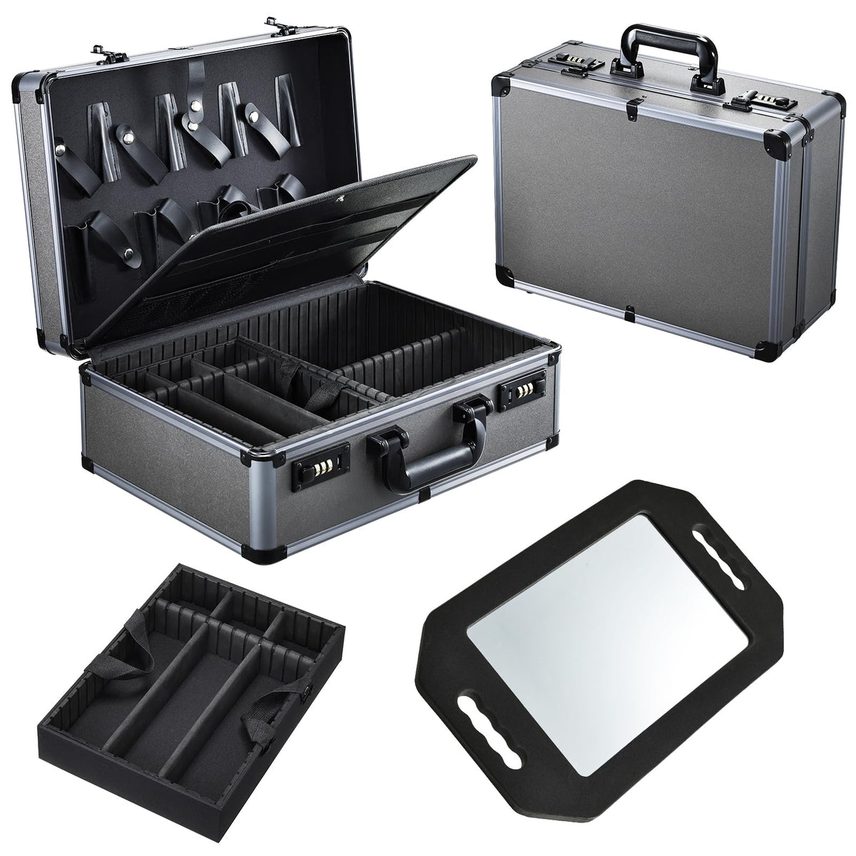 Yueieoun professional barber case with tray for quick tool access