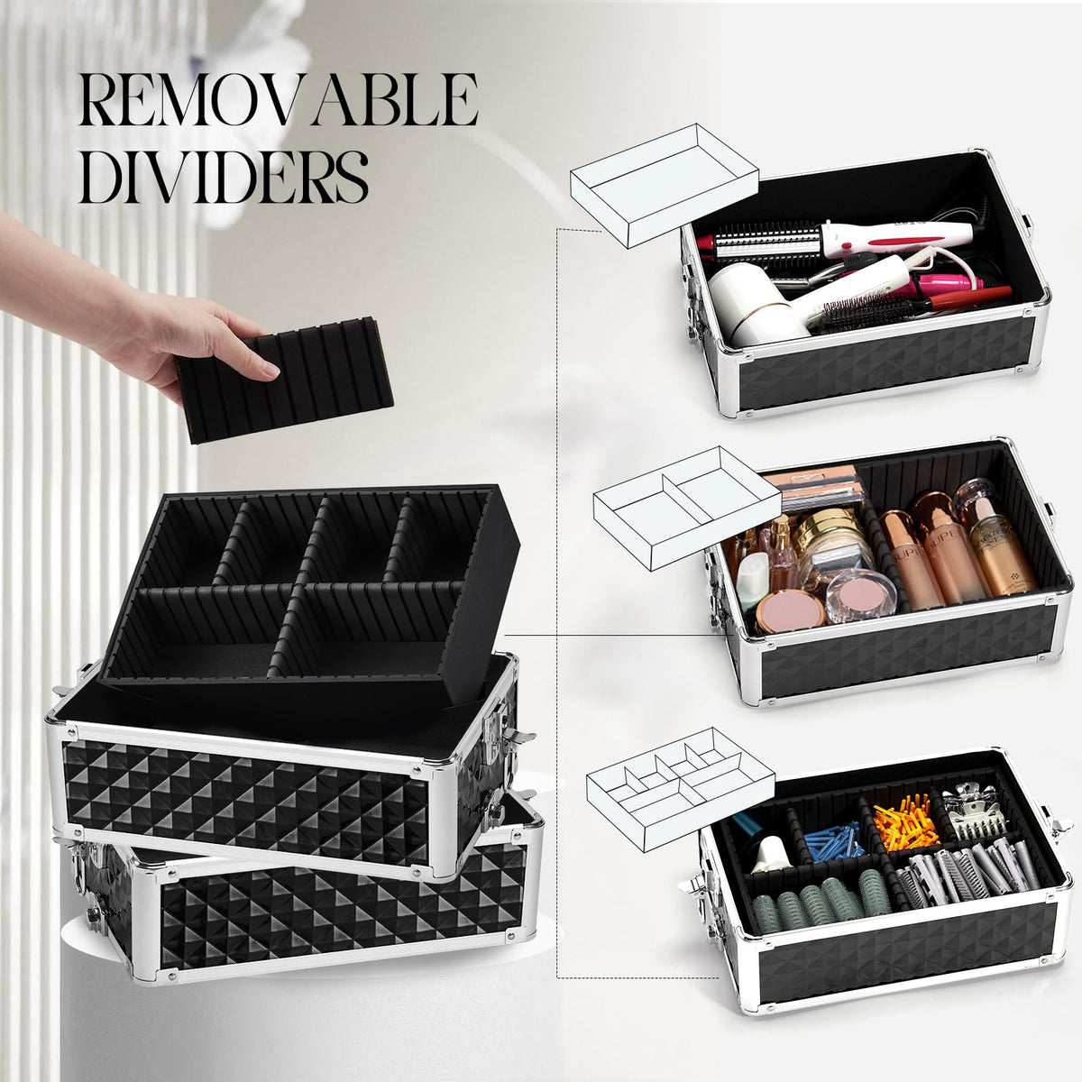 Yueieoun professional cosmetology case features secure lock system for valuable tools during transit