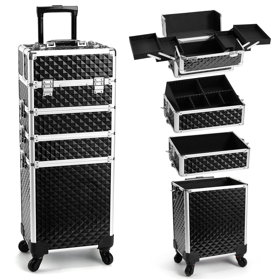 Yueieoun rolling makeup case on wheels for easy travel and organization