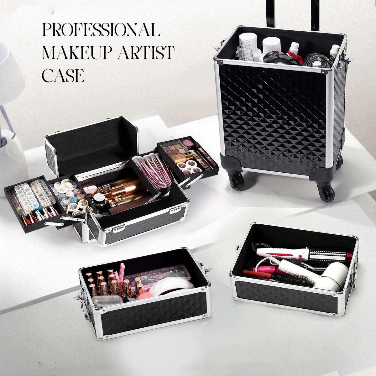 Yueieoun travel makeup trolley on wheels designed for on-the-go pros