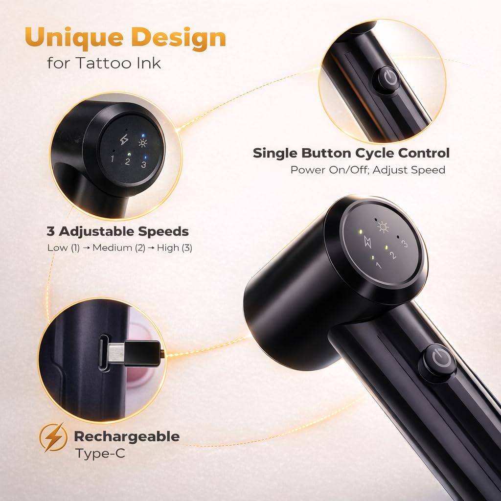 Yuelong Ink Mixer with wireless charging highlights cordless freedom during studio work.