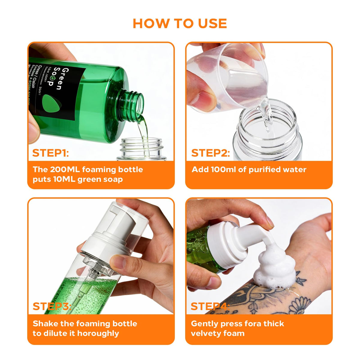 Leak-proof foam pump enabling mess-free, one-handed use