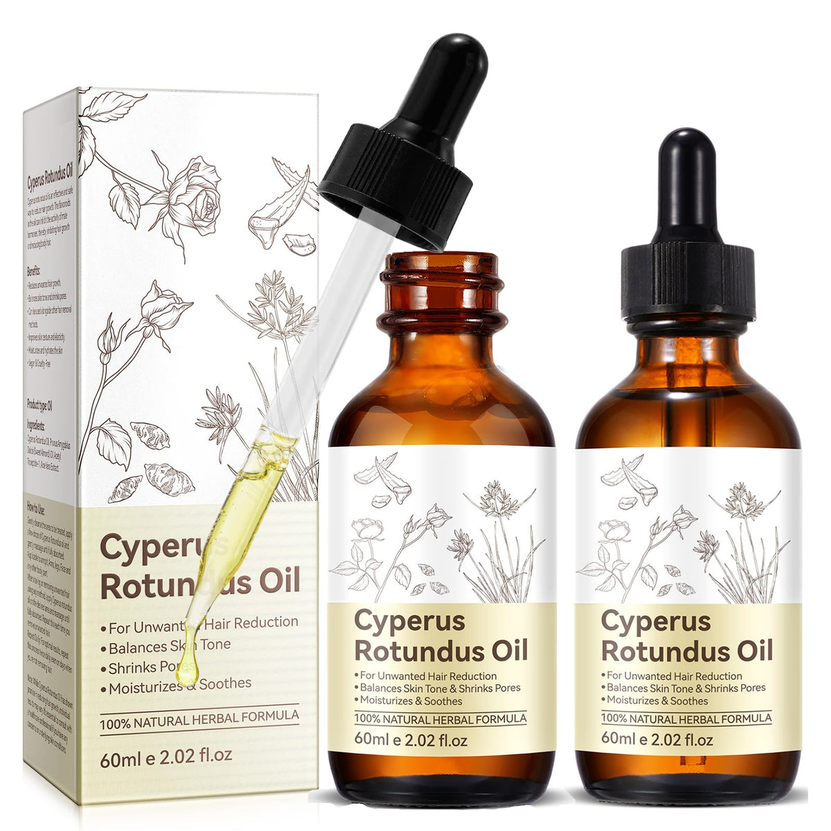 YUEPLATTNMAY Cyperus Rotundus oil bottle promoting gradual hair reduction and moisturized skin