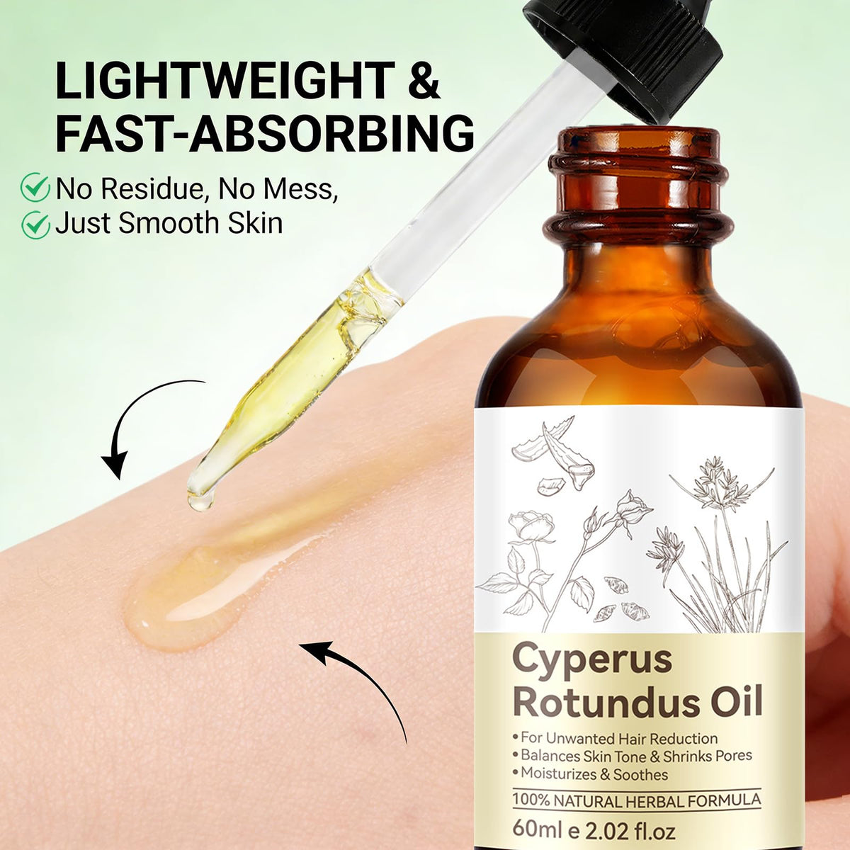 YUEPLATTNMAY Cyperus Rotundus oil applied on skin demonstrates soothing hydration