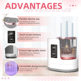 Yuliana fast-drying function demonstrated, saving time in busy makeup routines.