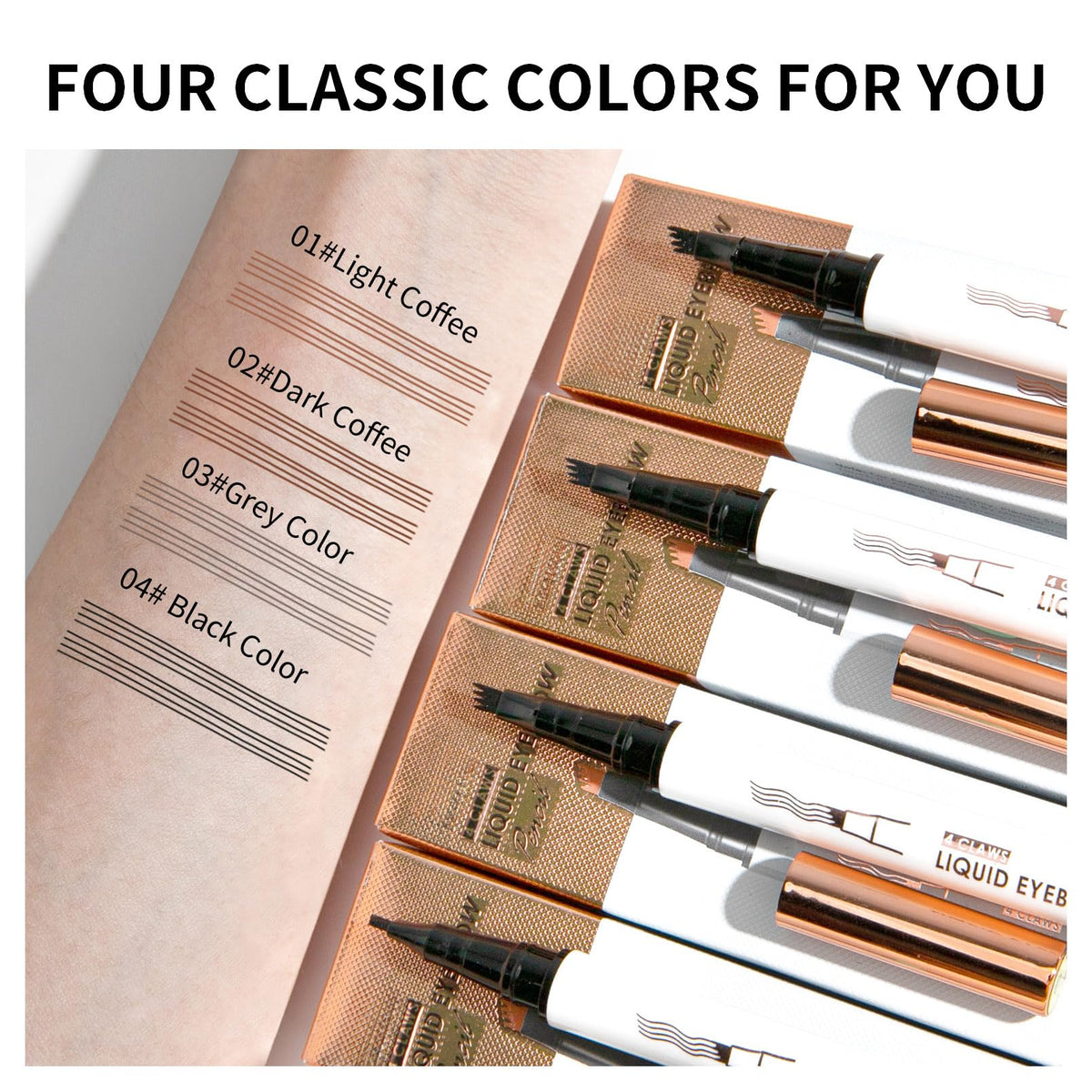 Yulinlon Q707 brow pen creates hair-like strokes for natural texture.
