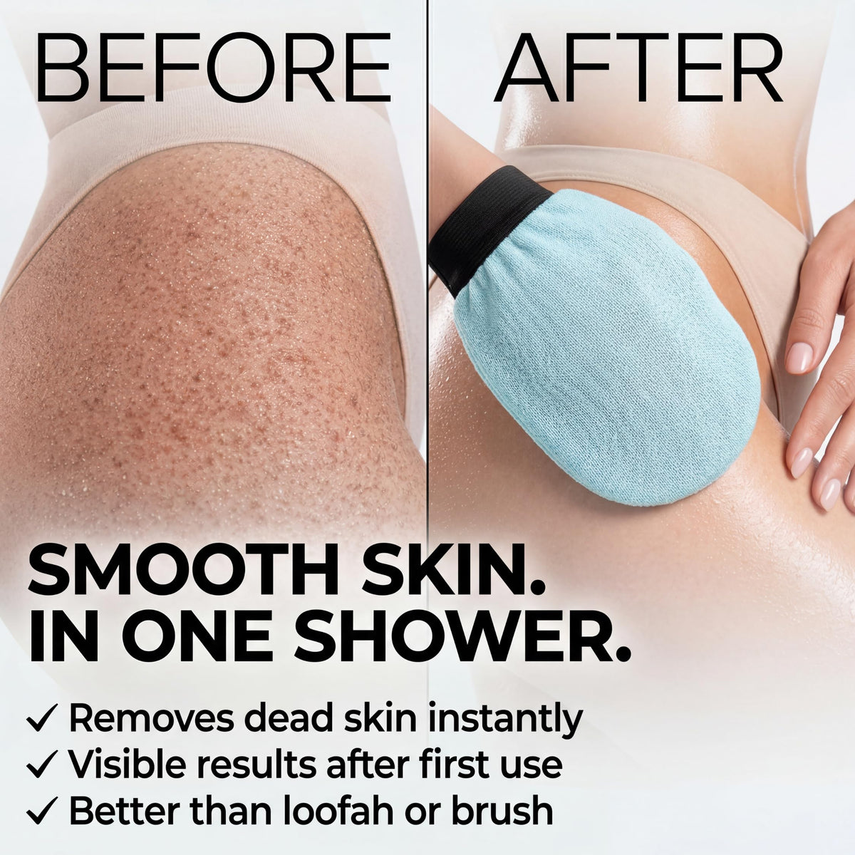 Yumera Kirano body exfoliating glove, deep scrub surface for smoother skin.