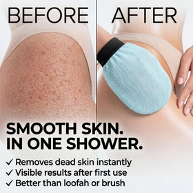 Yumera Kirano body exfoliating glove, deep scrub surface for smoother skin.