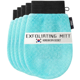 Yumera Kirano face exfoliating glove, soft side for gentle facial exfoliation.