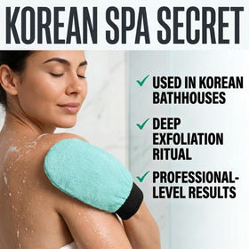 Yumera Kirano quick-drying exfoliating glove for bathrooms.