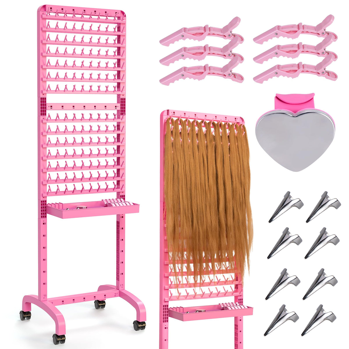 Yumkfoi braiding rack with 280 pegs for organized hair storage and quick access.