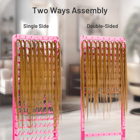 Yumkfoi braiding rack on wheels with brakes enables smooth movement during client sessions.