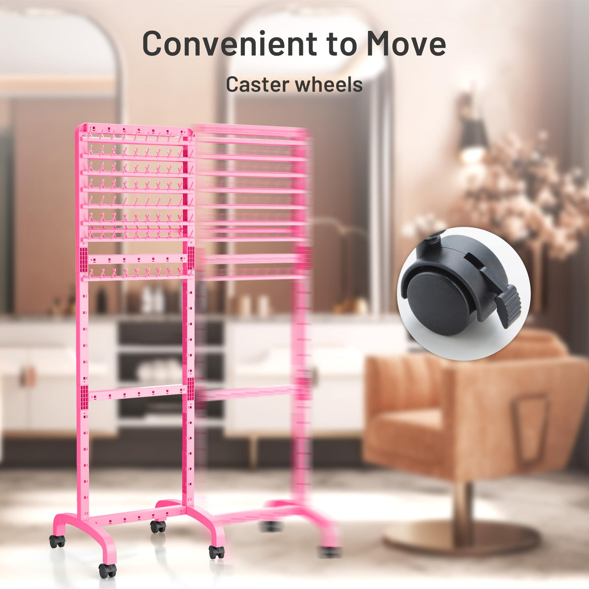 Yumkfoi storage-ready rack keeps extensions organized for faster braiding workflows.