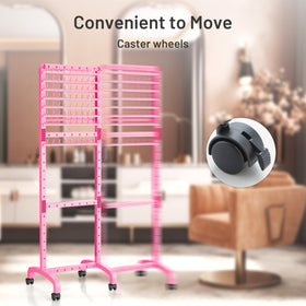 Yumkfoi storage-ready rack keeps extensions organized for faster braiding workflows.
