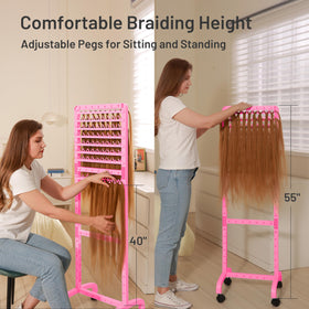 Yumkfoi two-sided braid rack maximizes space for extensions and tools in salons.