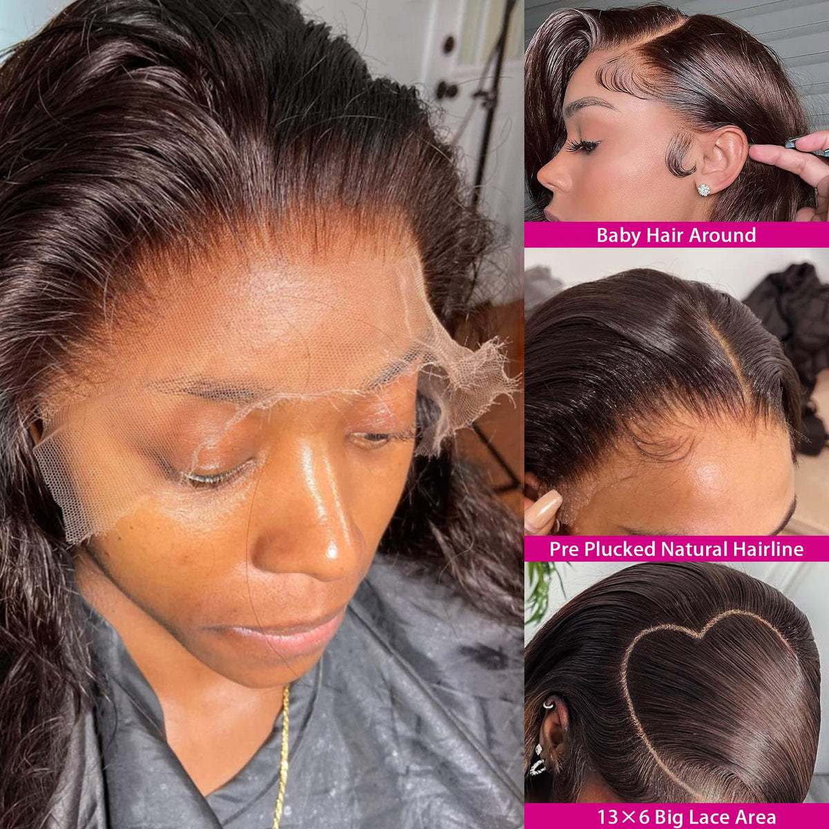 Yumkot chocolate brown wig close-up highlights baby hair detailing for realism.