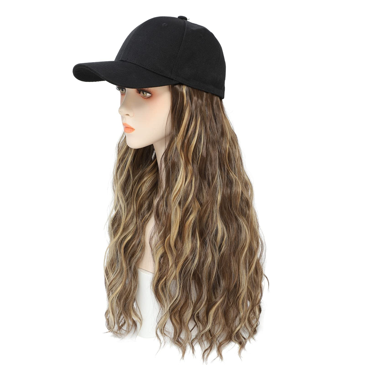 Hair extensions integrated into the cap enable quick braids or ponytails with Yunkang.