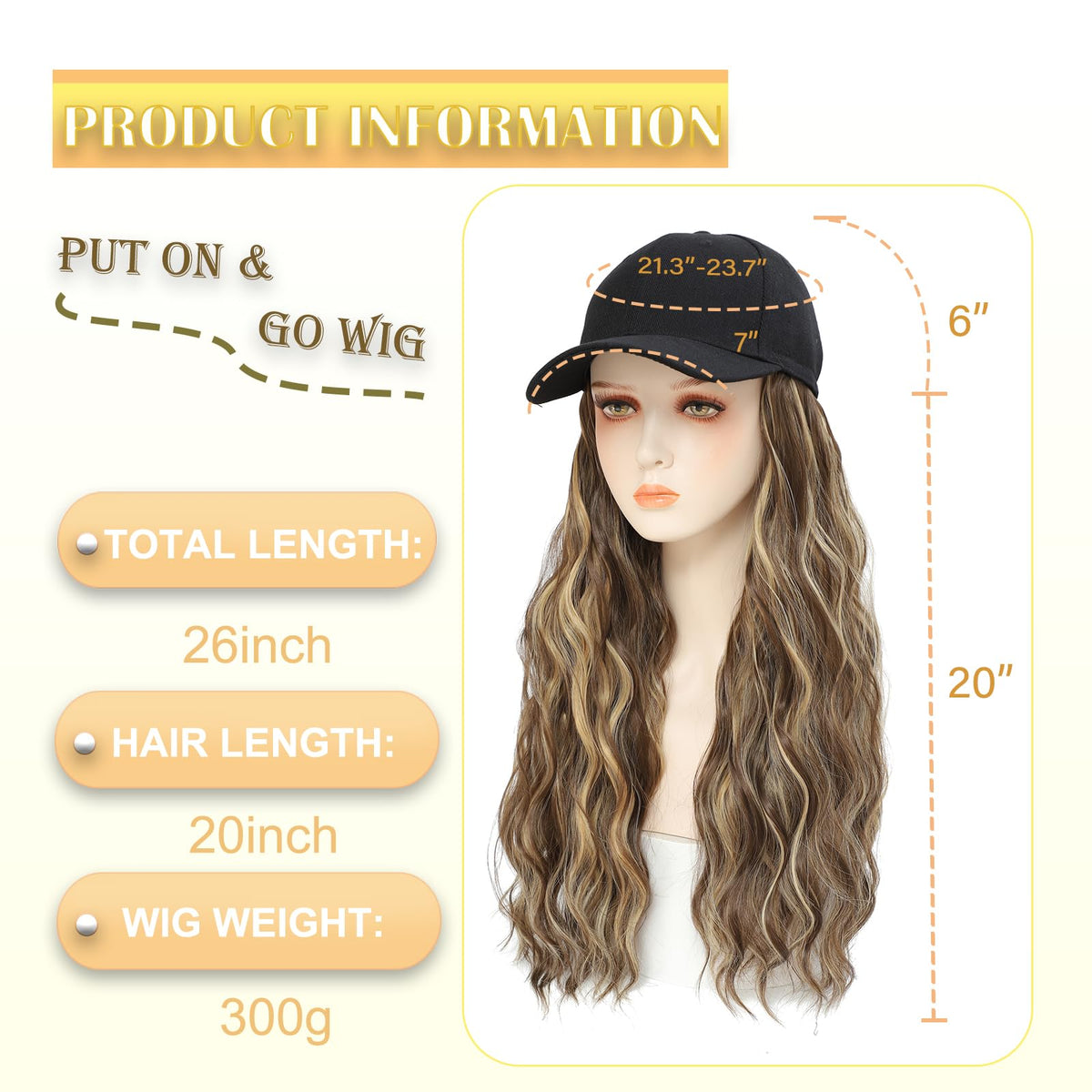 Yunkang baseball cap wig uses heat-resistant synthetic fibers for versatile styling.