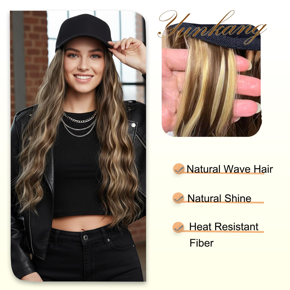 Yunkang cap wig ideal for cosplay or parties with a slip-on fit.