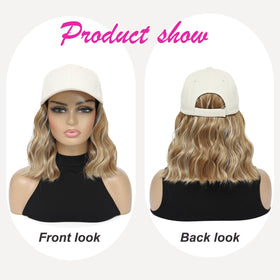 Yunkang hat wig 12-inch short mix light golden blonde curls provides quick transformation.