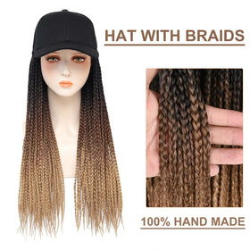 Yunkang hat wig shows 3X full braids for a fuller look.