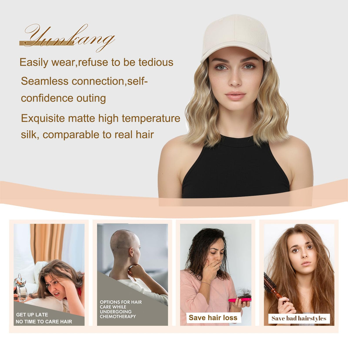 Yunkang hat wig lightweight comfort for casual days and concerts.