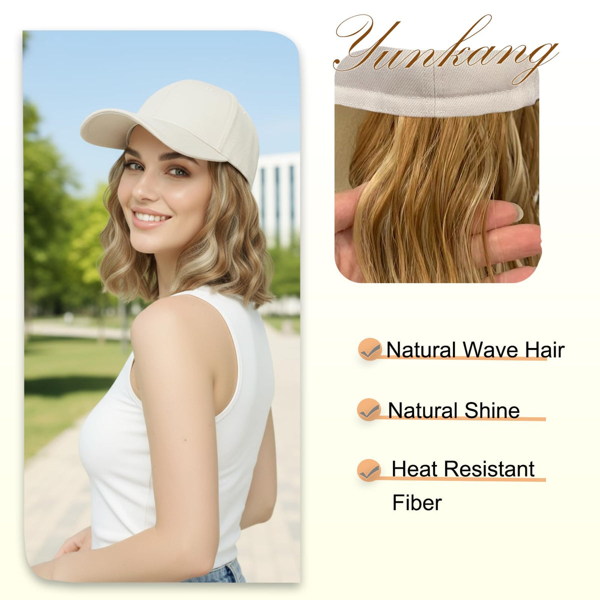Yunkang hat wig ideal for outdoor events and street photography.