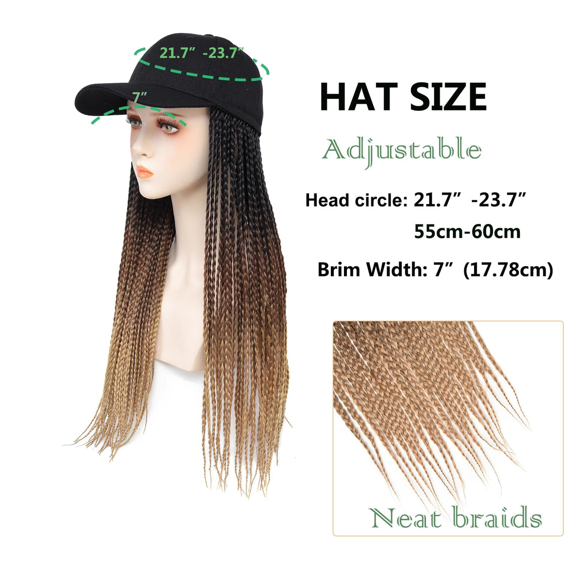 Yunkang hat wig provides sun protection during outdoor activities.