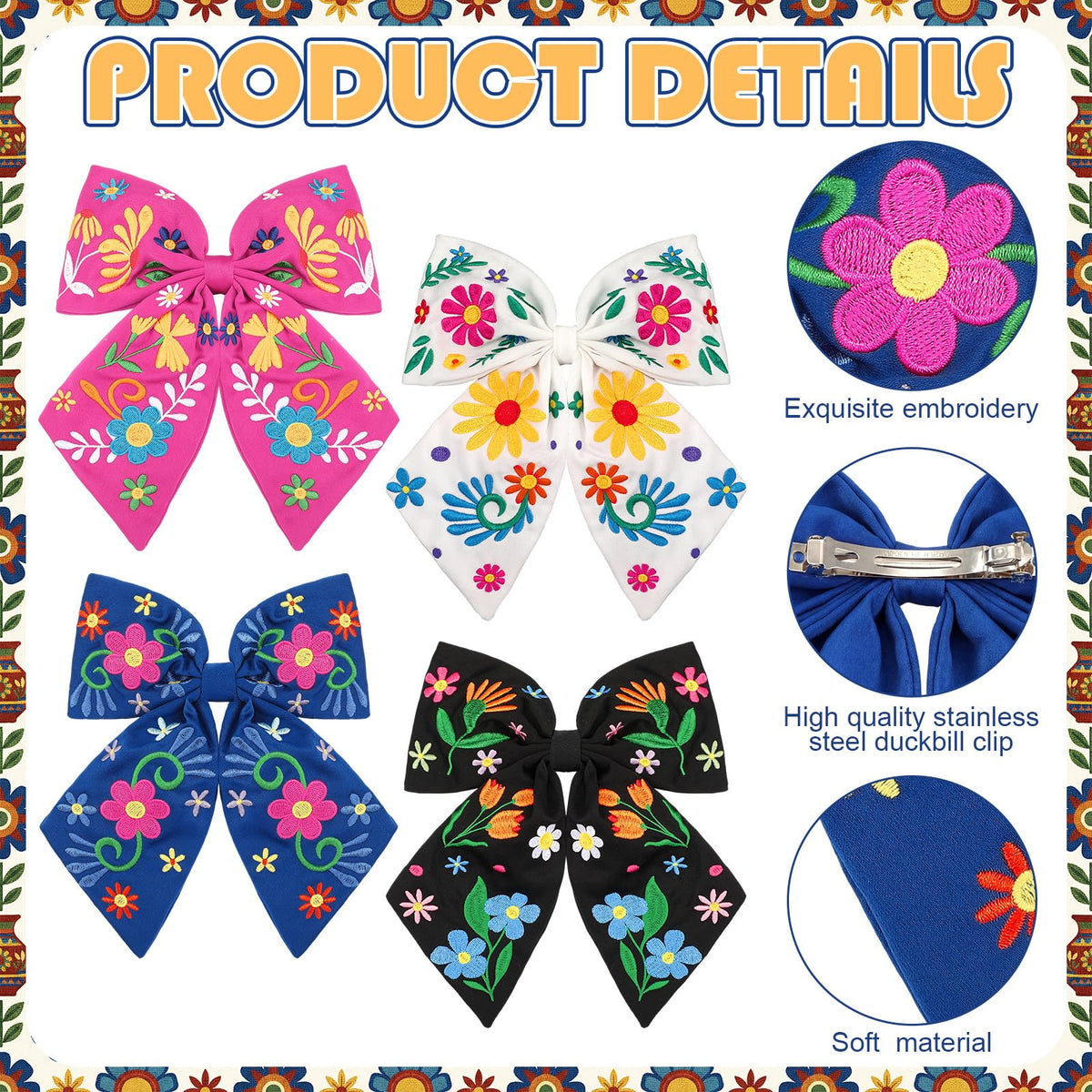 Yunlly Cinco de Mayo bow worn on model for festive looks.