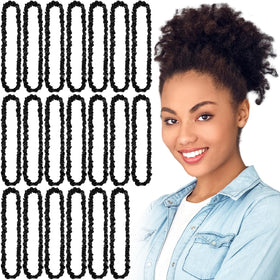 Yunlly extra-long satin scrunchies in black provide secure, gentle hold for thick hair.