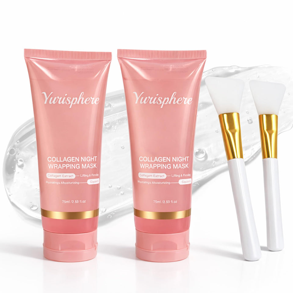 Yurisphere collagen overnight peel-off mask renders glass skin with deep hydration.