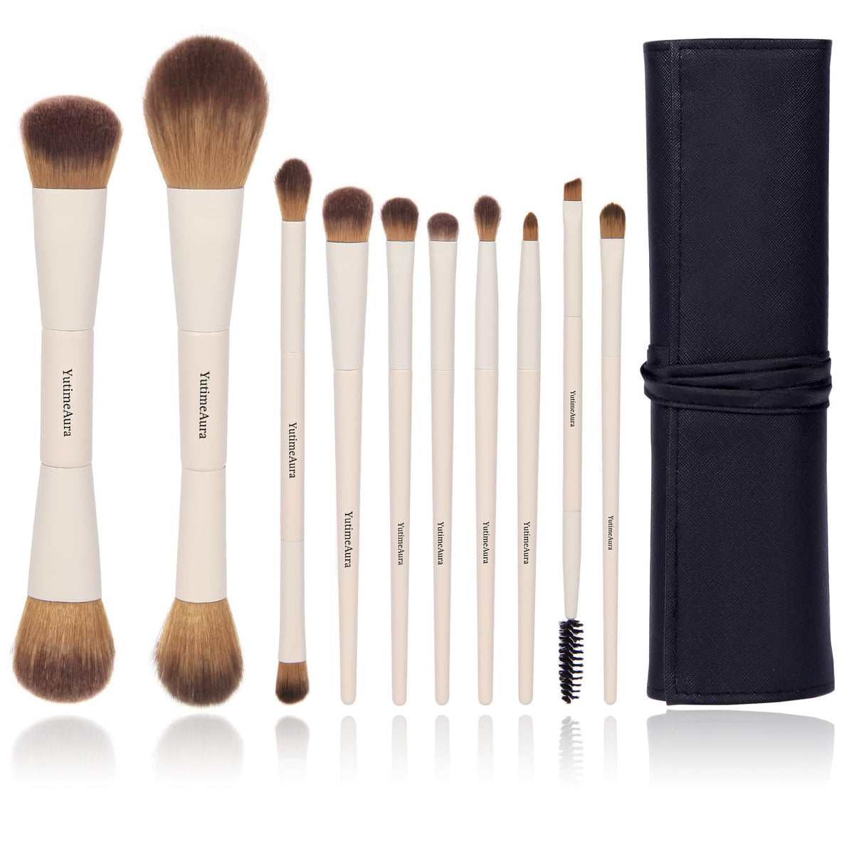 YutimeAura 10pc makeup brush set with assorted face brushes for versatile application