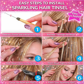 YUUYEE heat-resistant tinsel made from polyester for safe styling.