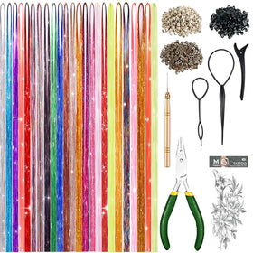 YUUYEE Hair Tinsel Kit showcases 8000 strands in 24 colors for sparkling color depth.