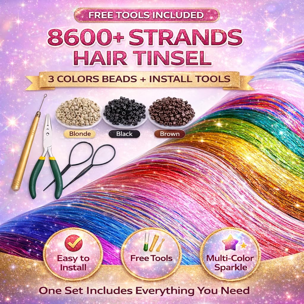 YUUYEE hair tinsel used for weddings and birthdays with shimmer.