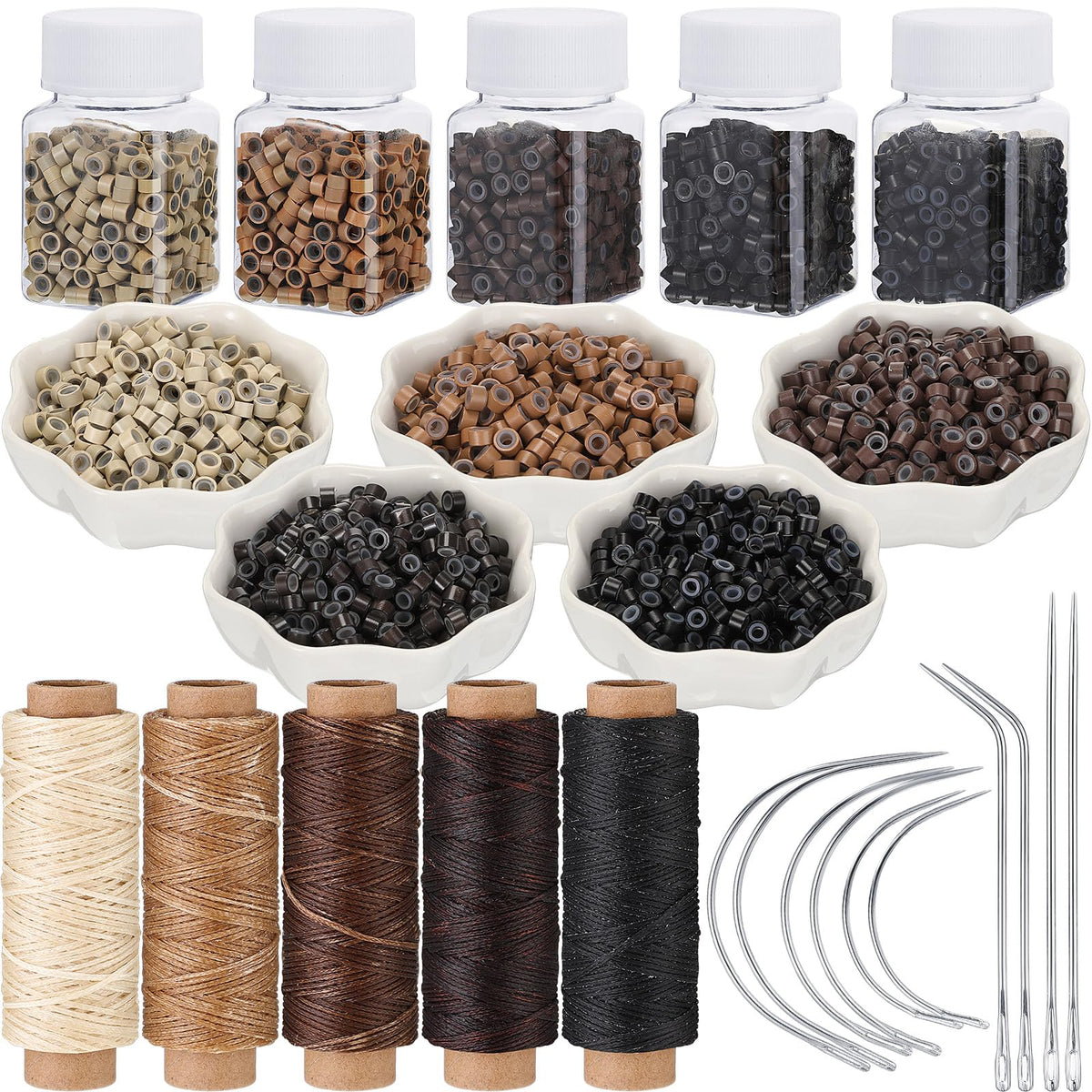 Yuxung hair extensions link beads close-up with durable aluminum shell and silicone lining for secure attachments
