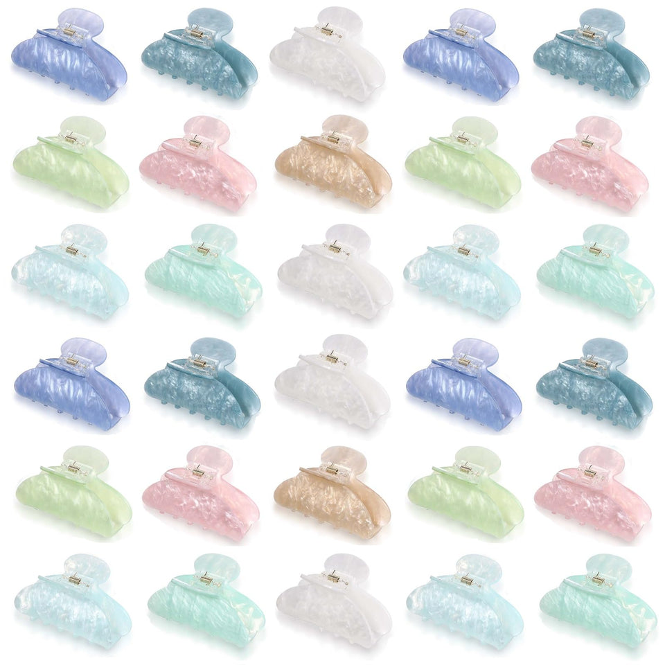 Yuxung 32-piece large acrylic claw clips in multicolor for secure everyday hairstyles.