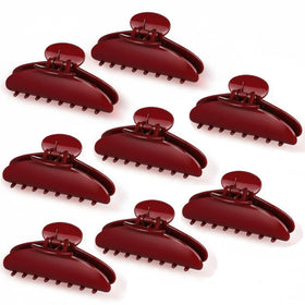 Yuxung large red glossy acrylic claw clip in front view offering secure grip for various hair types.