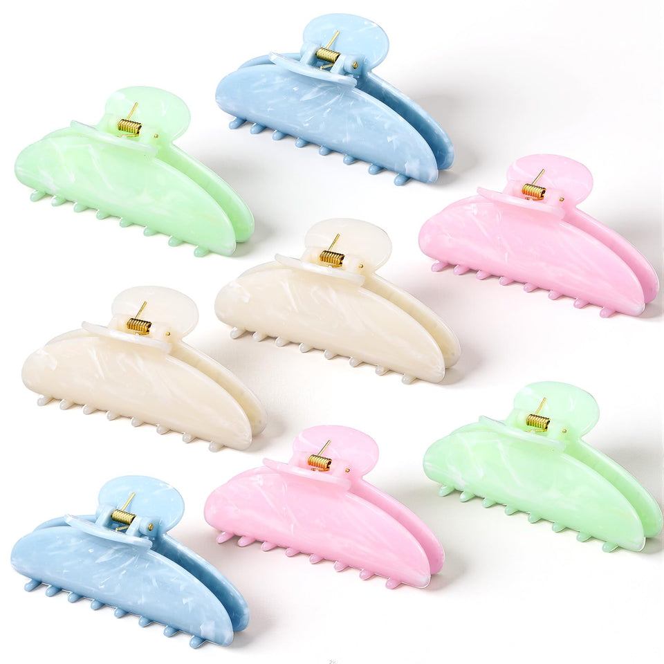 Yuxung marble pink acrylic claw clip offering strong grip for thick hair.