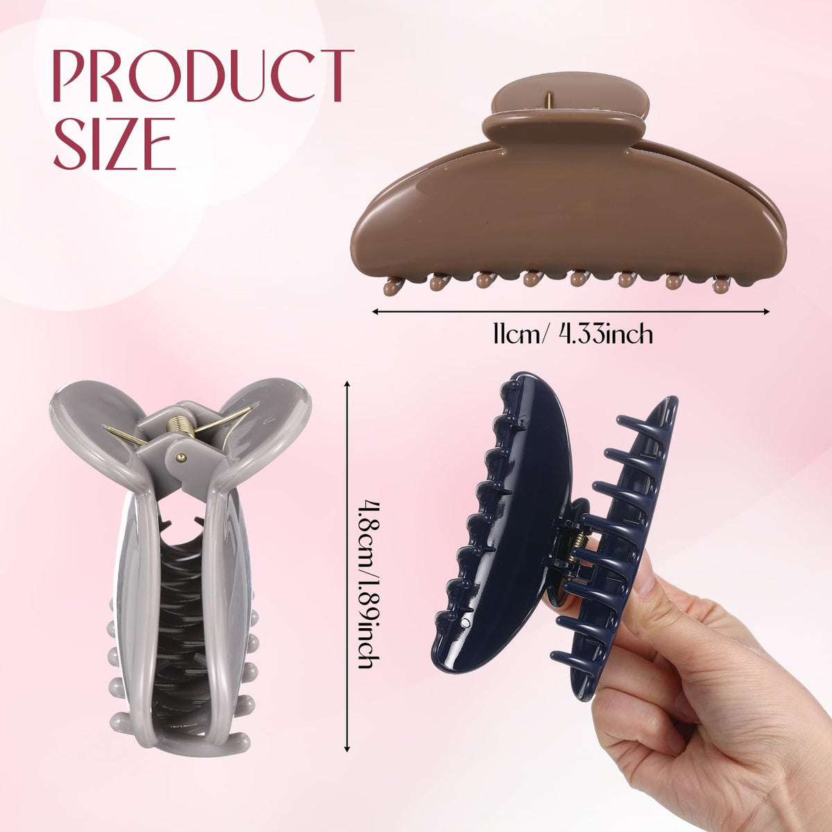 Yuxung large acrylic clip in dark brown provides secure hold for different hair types.