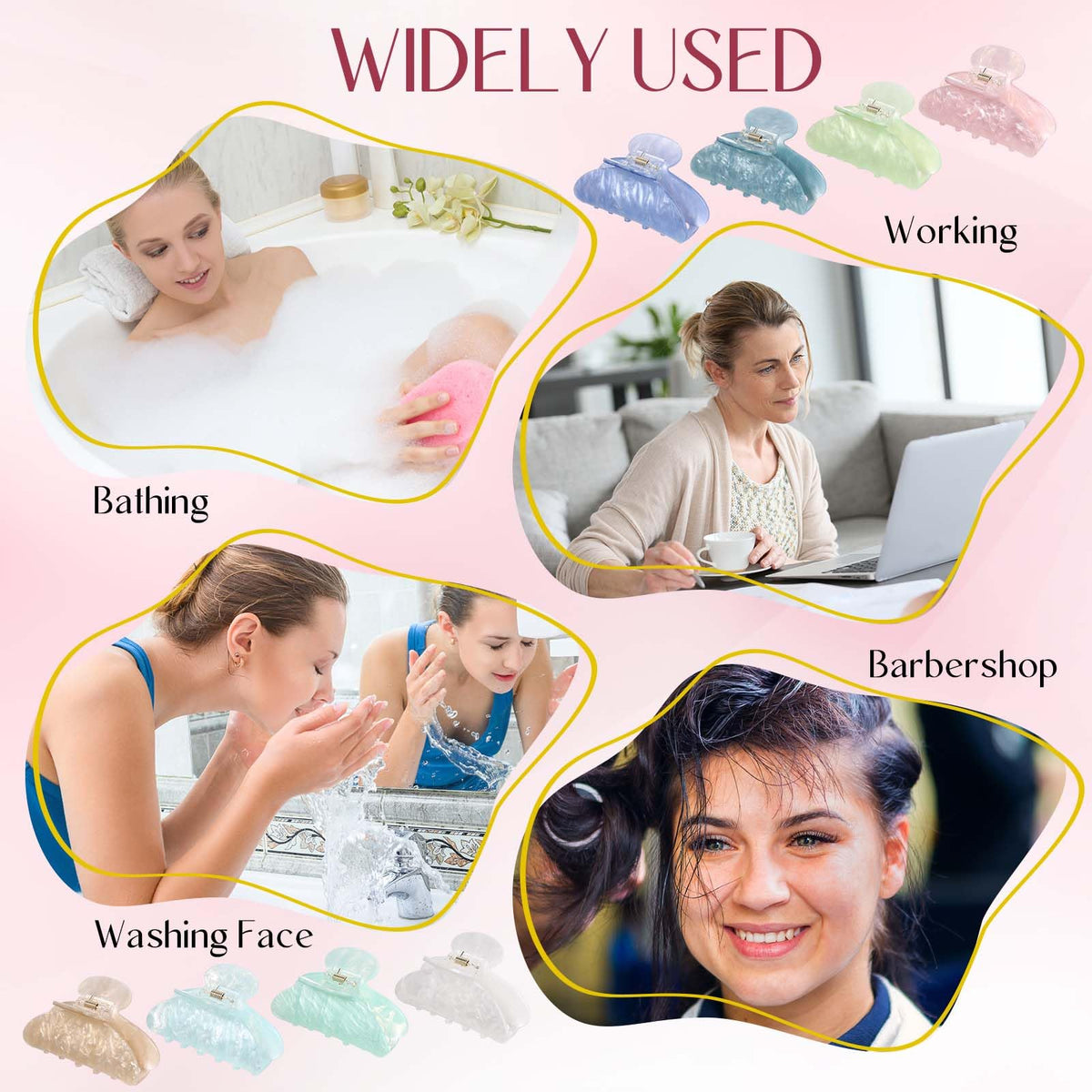 Yuxung multicolor clip pack adds vibrant color to any hairstyle.