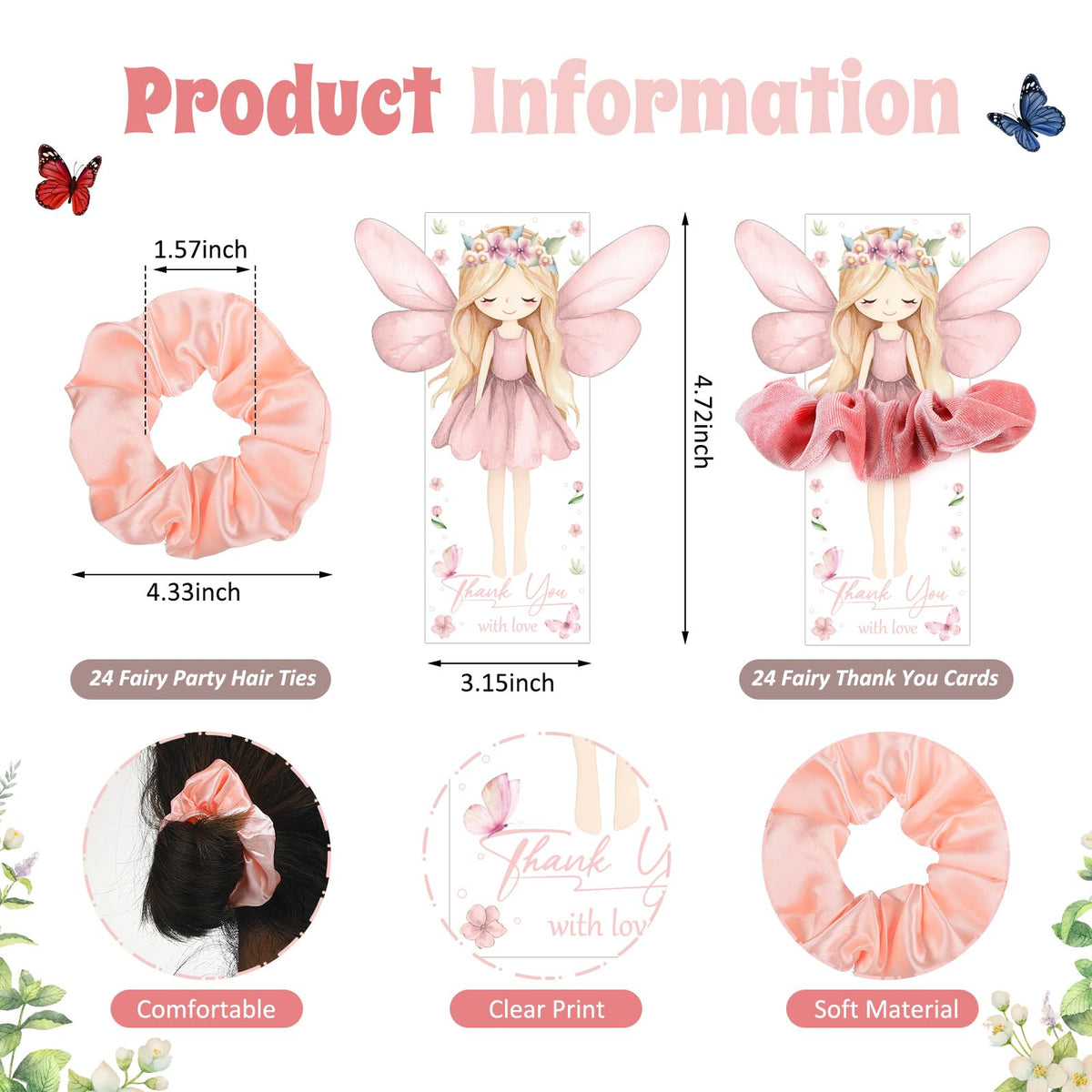 Yuxung fairy party favors thank you cards with space for messages
