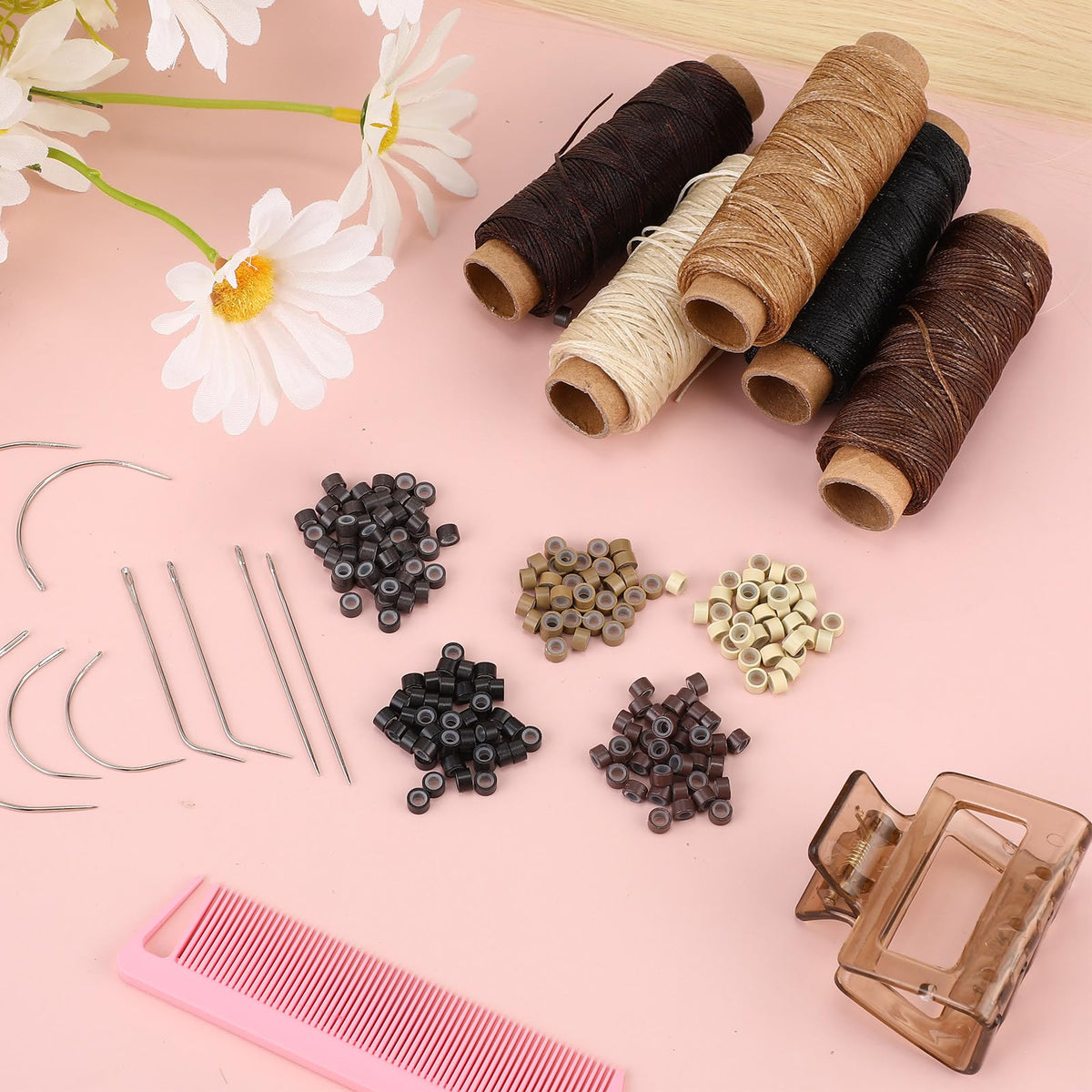Yuxung kit in use highlighting bead threading and thread tension