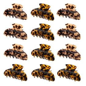 Yuxung leopard-print large acrylic clip in brown provides secure hold for stylish updos.