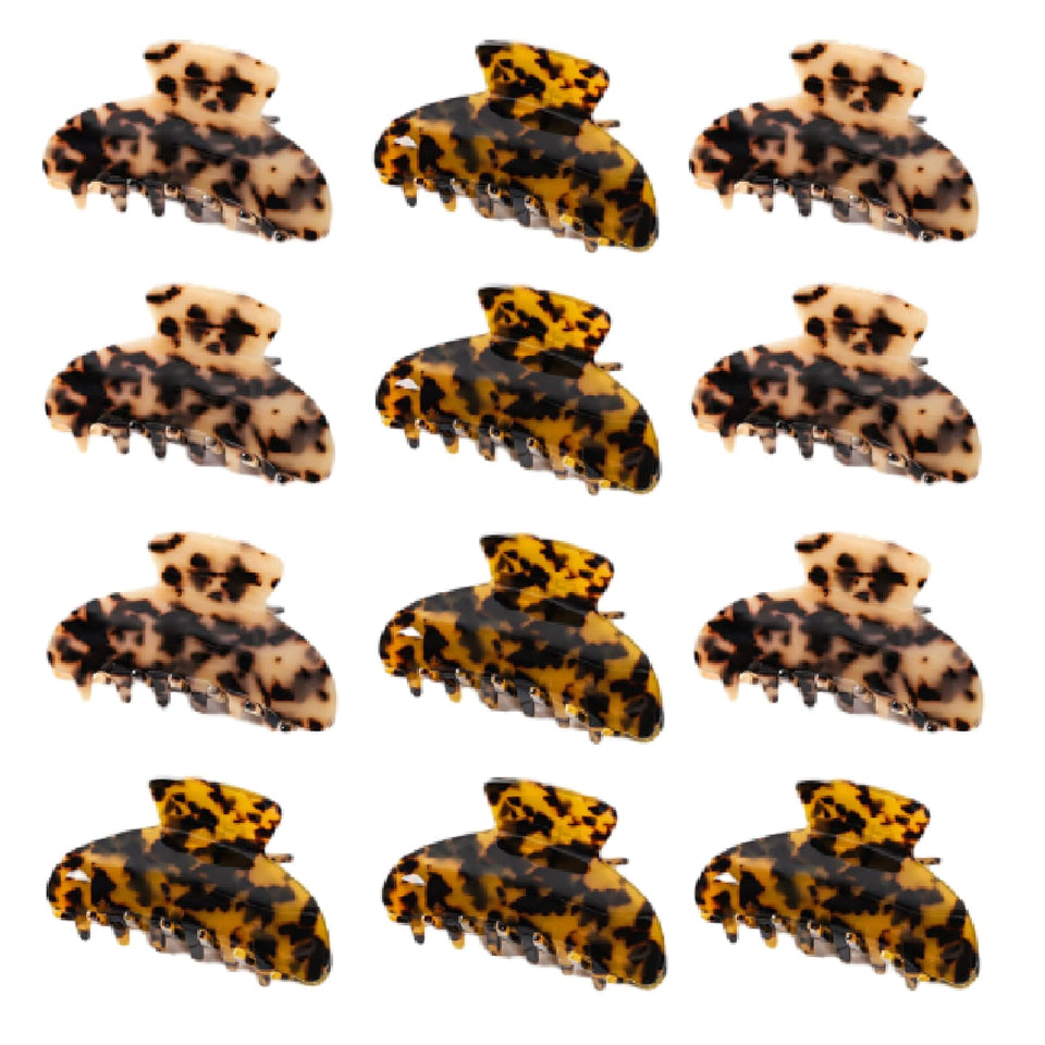 Yuxung leopard-print large acrylic clip in brown provides secure hold for stylish updos.