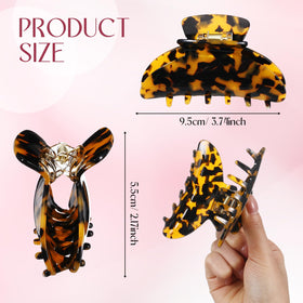 Yuxung leopard-print large acrylic clip closeup highlights smooth teeth for gentle hair grip.