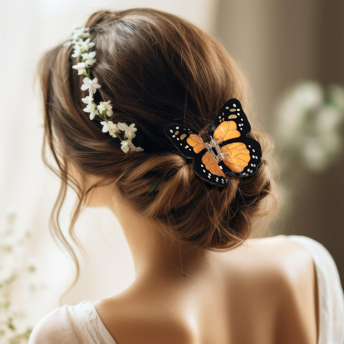 Yuxung Monarch butterfly hair clip multicolor trio enhances many hairstyles